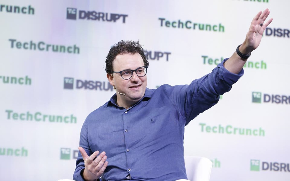 Anthropic chief executive Dario Amodei speaking onstage