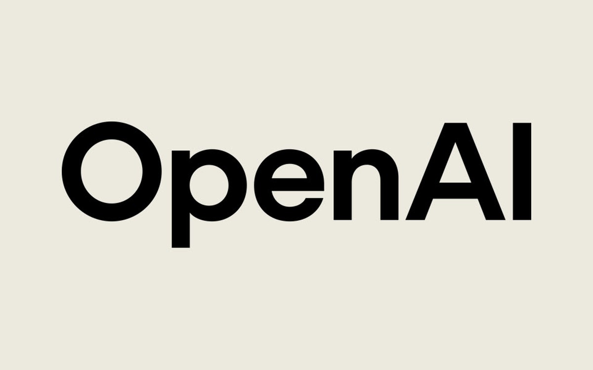 OpenAI wordmark centered on a warm neutral background